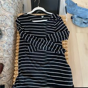 Old Navy midi dress. Black and white stripes.